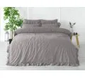 Pościel z bawełny z falbanką - Limasso -160x200 - Opal Grey - w pudełku -Bez Prasowania